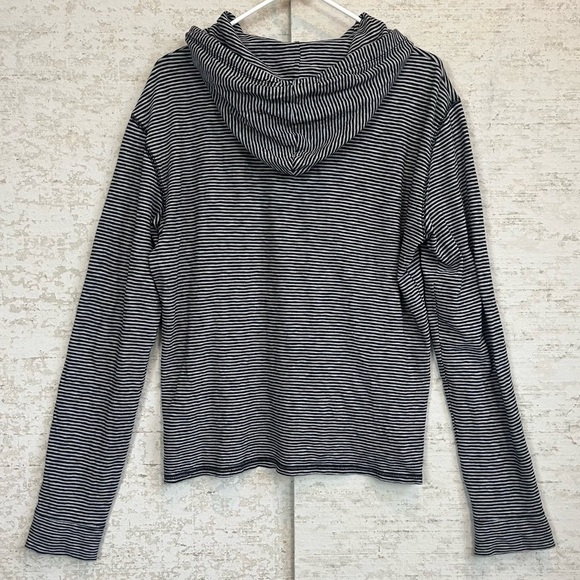 ATM Striped Hooded Pullover Sweater Sz S Drawstrings Made in Peru Boho Soft Cozy - Picture 9 of 14